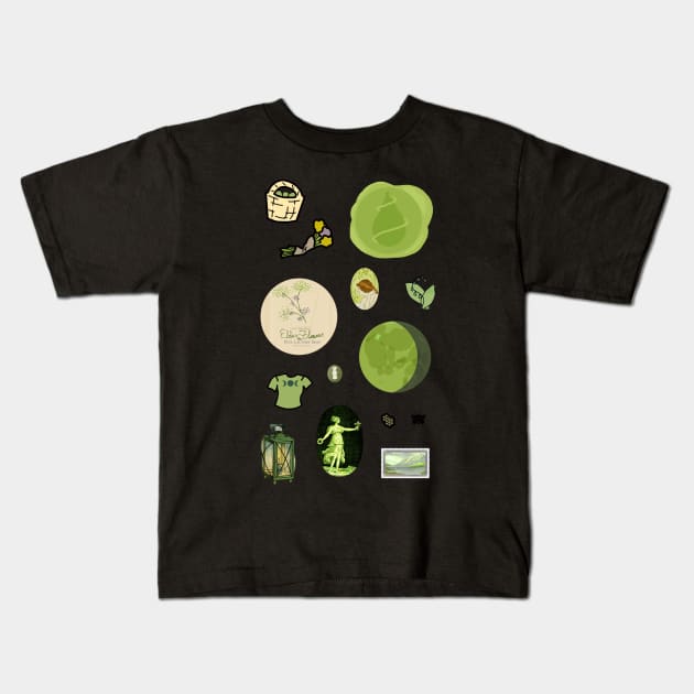Chartreuse Naturecore Aesthetic Sheet Kids T-Shirt by LochNestFarm